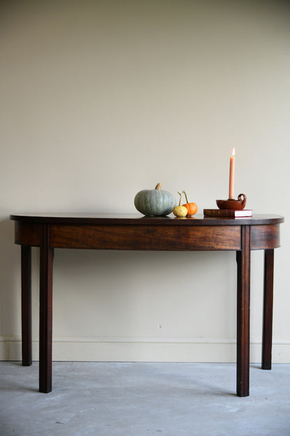 Pair Antique Georgian D End Mahogany Side Console Hall Dining Tables