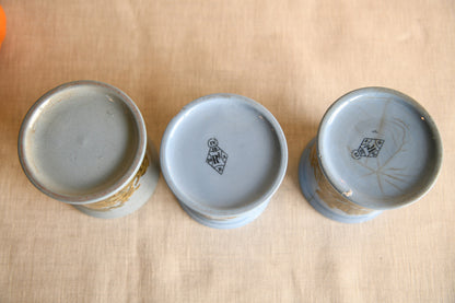 3 x Victorian Prattware Meat Paste Jars