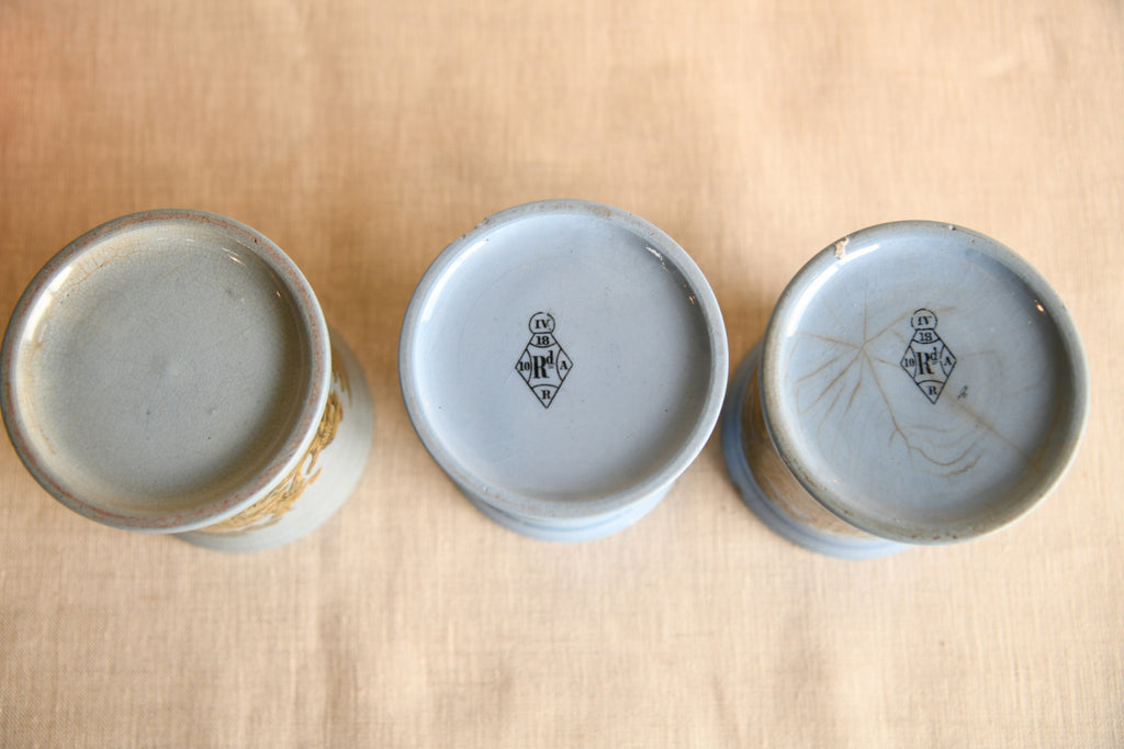 3 x Victorian Prattware Meat Paste Jars