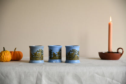 3 x Victorian Prattware Meat Paste Jars