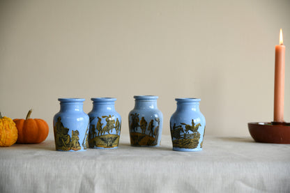 4 x Victorian Prattware Meat Paste Jars