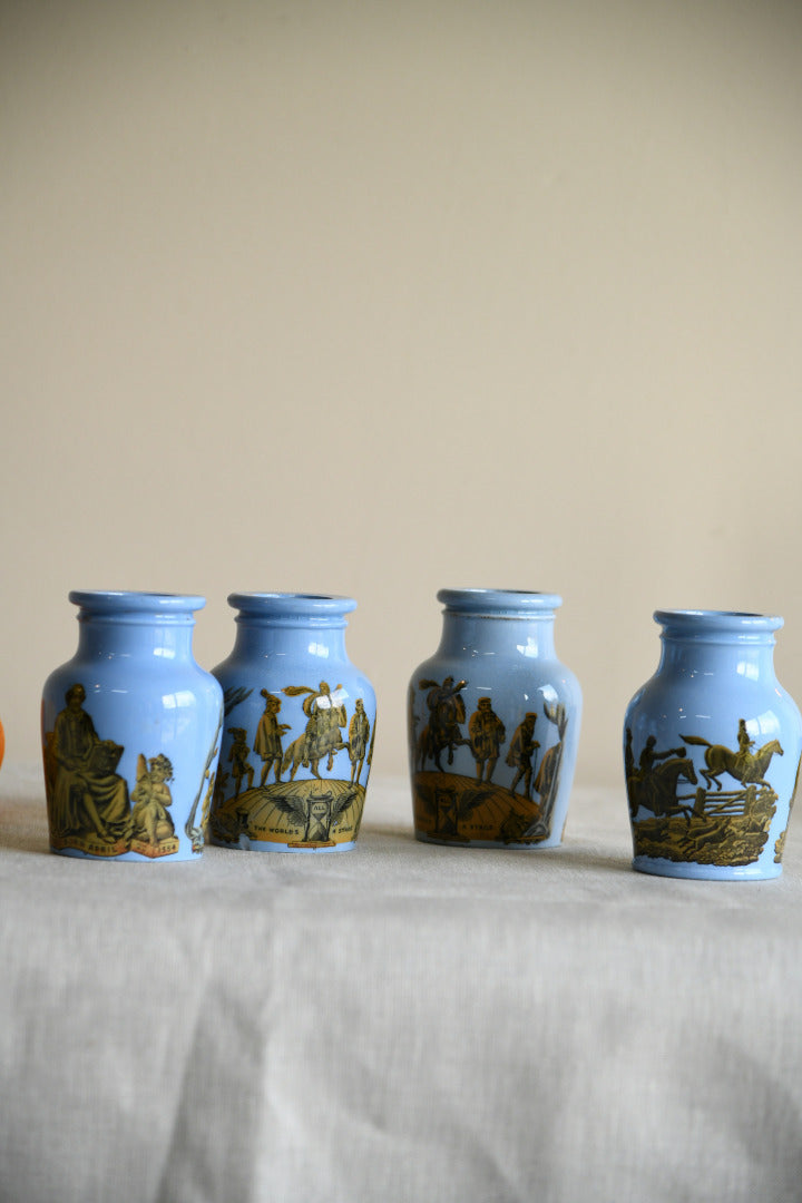 4 x Victorian Prattware Meat Paste Jars