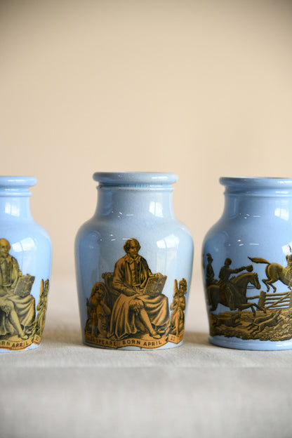 4 x Victorian Prattware Meat Paste Jars