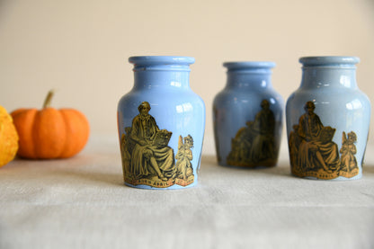4 x Victorian Prattware Meat Paste Jars