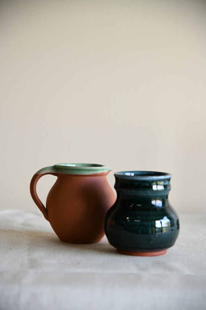 Earthenware Jug & Glazed Vase