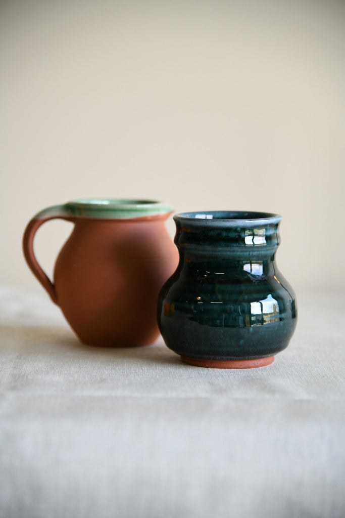 Earthenware Jug & Glazed Vase