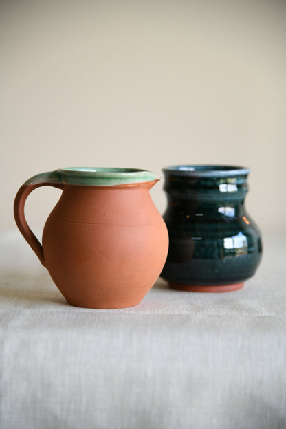 Earthenware Jug & Glazed Vase