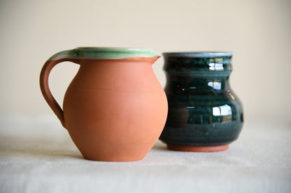 Earthenware Jug & Glazed Vase