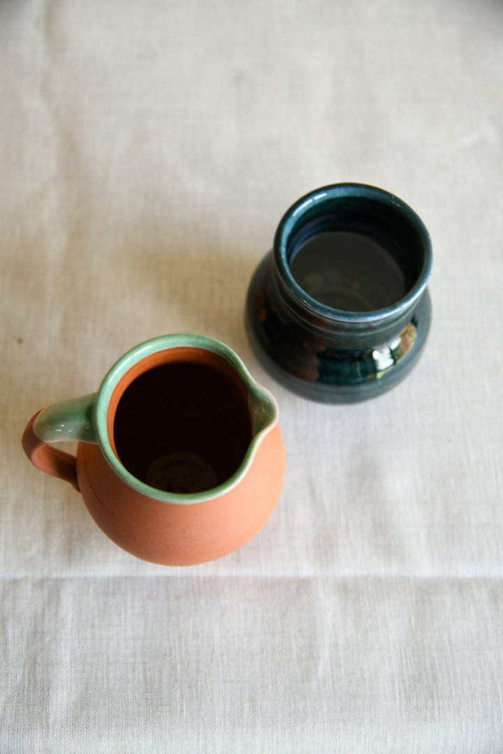 Earthenware Jug & Glazed Vase