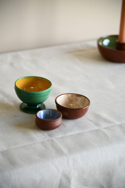 3 Small Glazed Brannam Pots