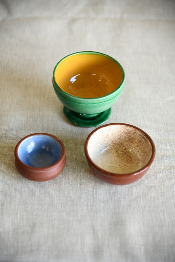 3 Small Glazed Brannam Pots