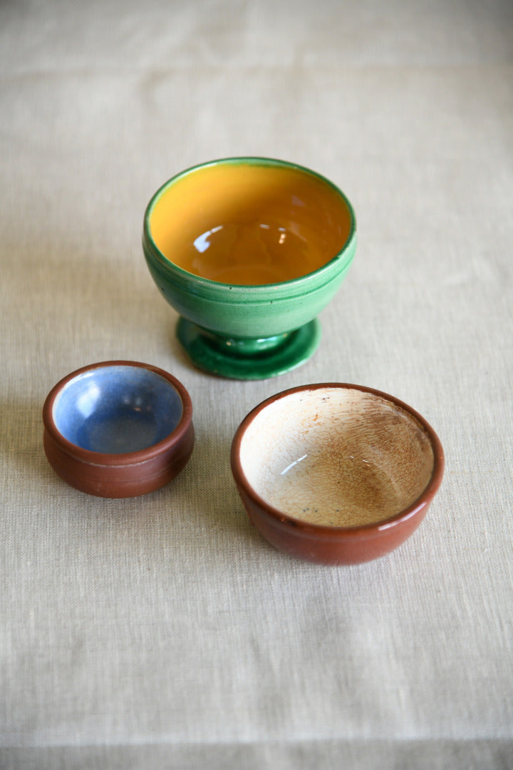 3 Small Glazed Brannam Pots