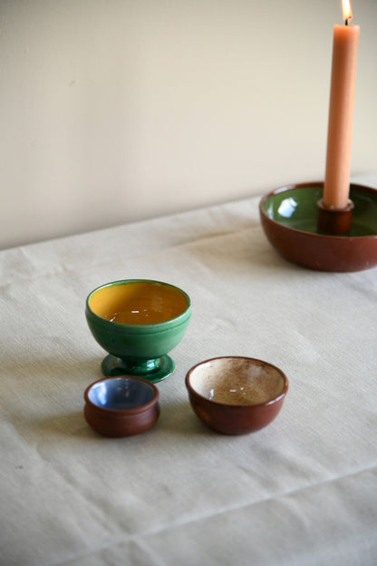 3 Small Glazed Brannam Pots