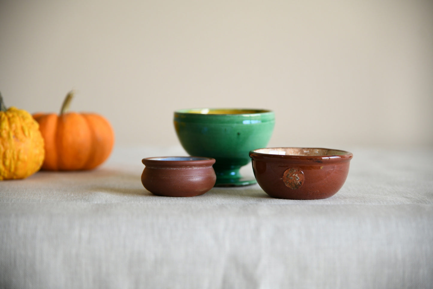 3 Small Glazed Brannam Pots