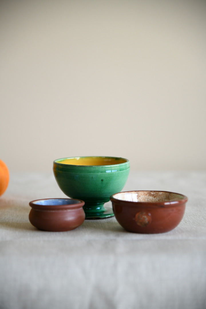 3 Small Glazed Brannam Pots