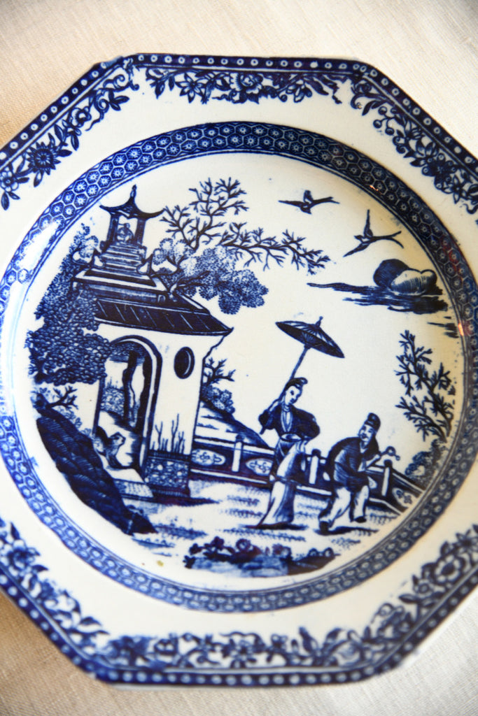 2 Blue & White Oriental Plates