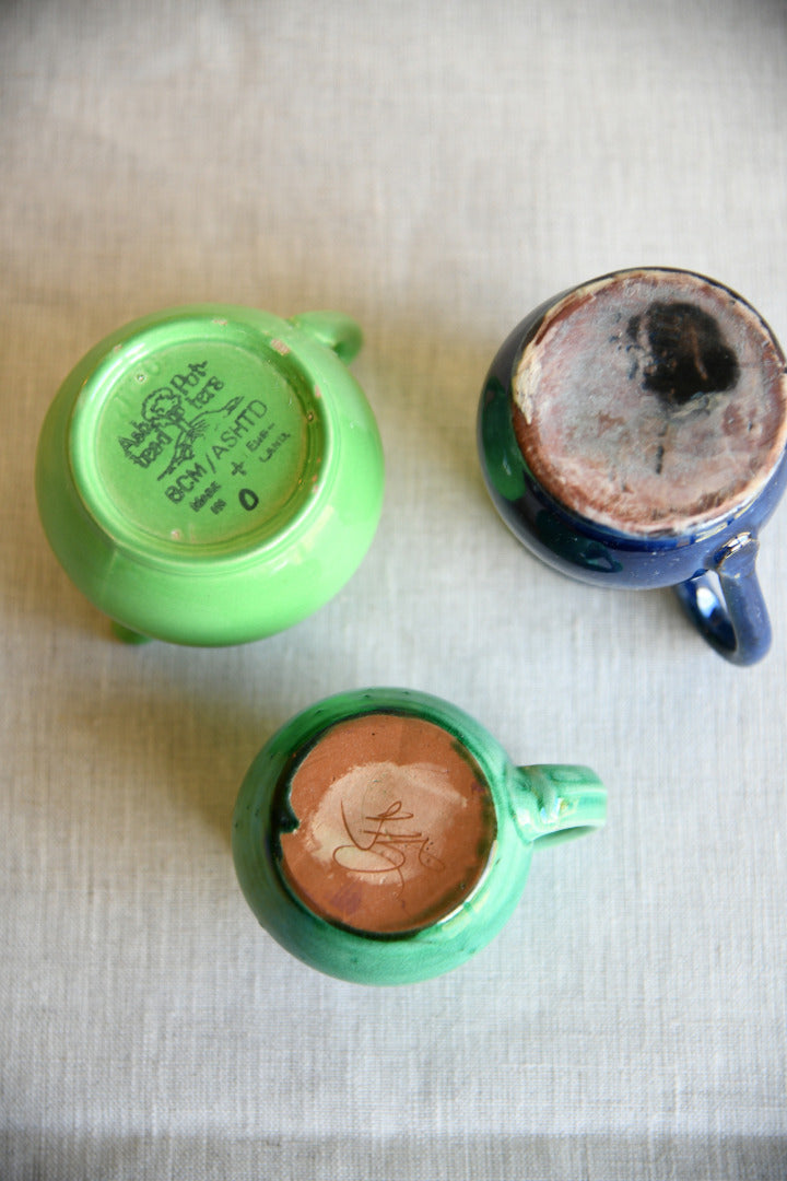 3 Small Glazed Jugs