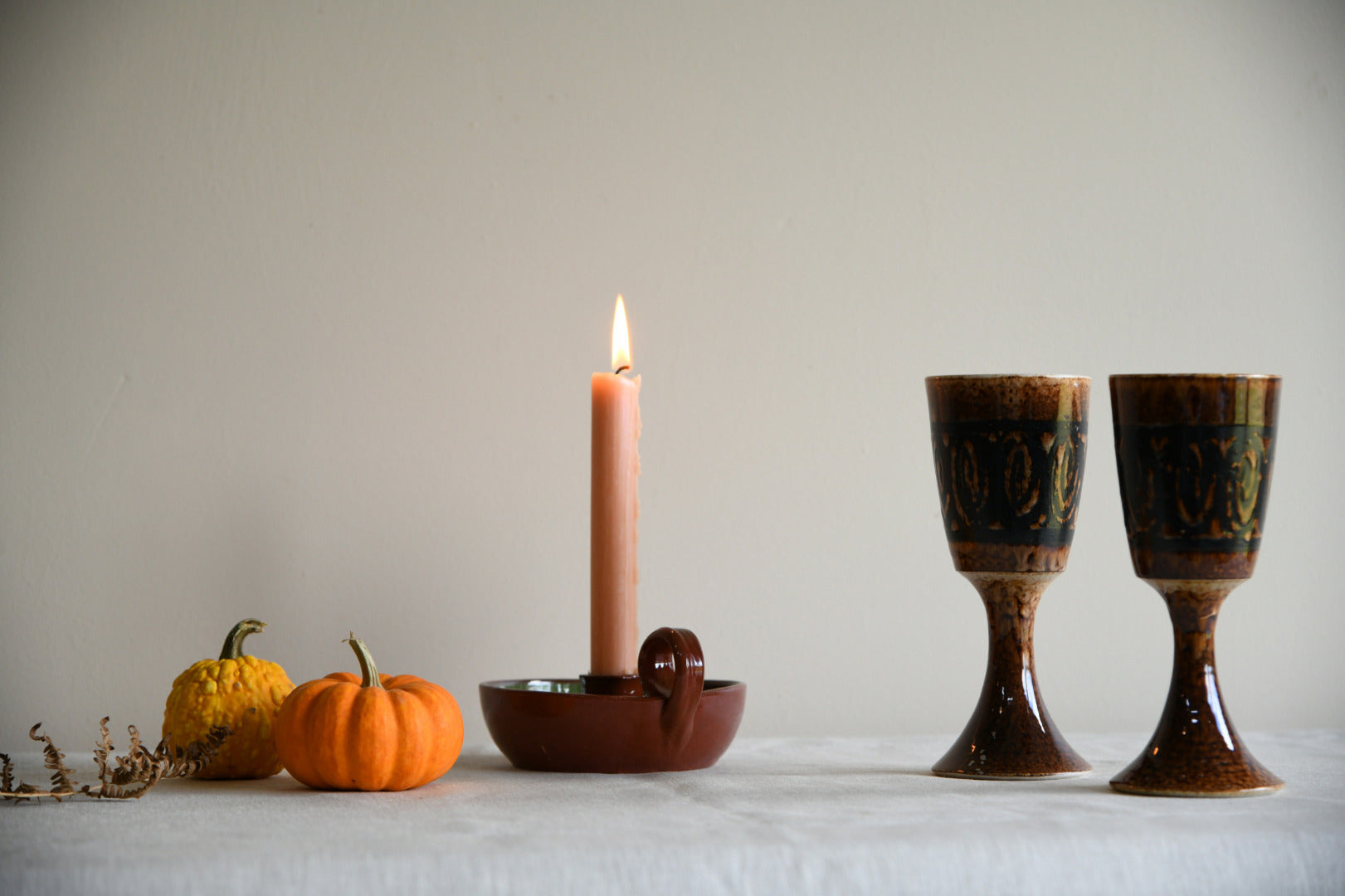 Pair Iden Rye Pottery Goblets