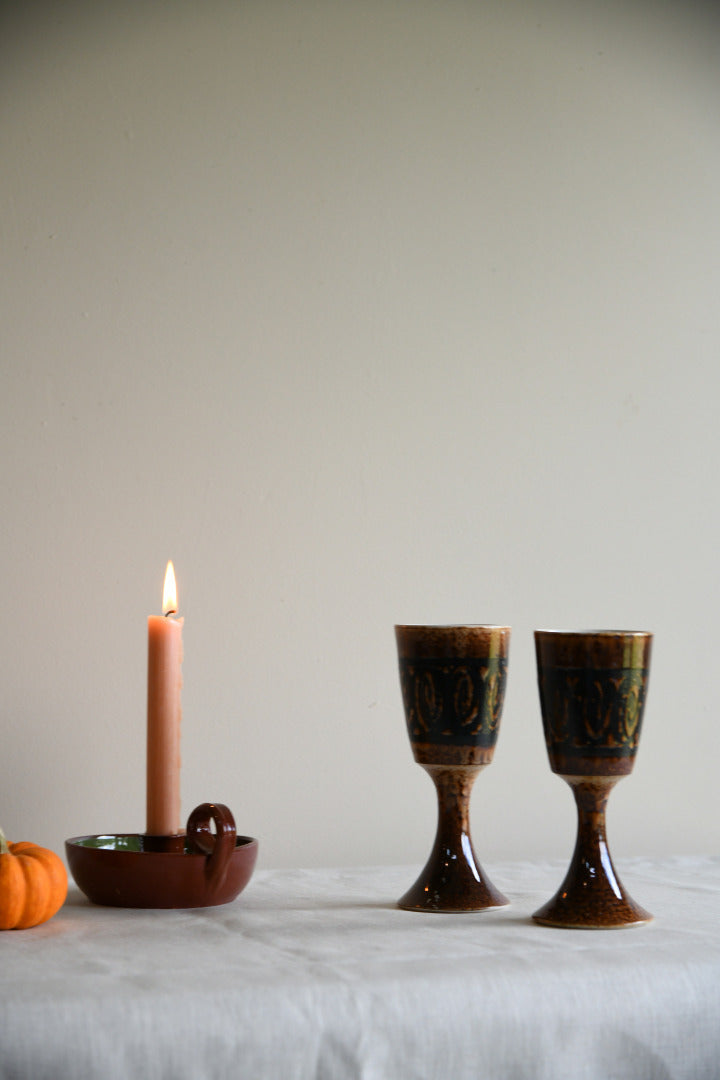 Pair Iden Rye Pottery Goblets