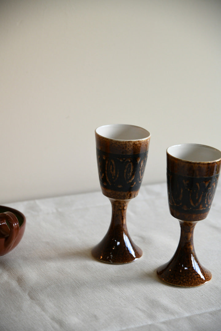 Pair Iden Rye Pottery Goblets