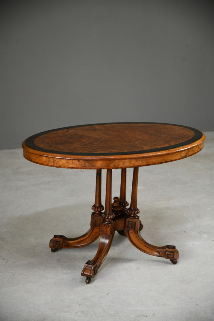 Antique Victorian Burr Walnut Oval Centre Table