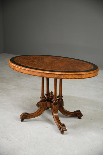 Antique Victorian Burr Walnut Oval Centre Table