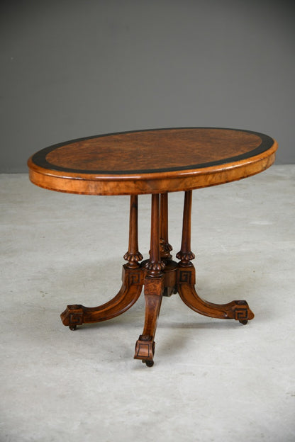 Antique Victorian Burr Walnut Oval Centre Table