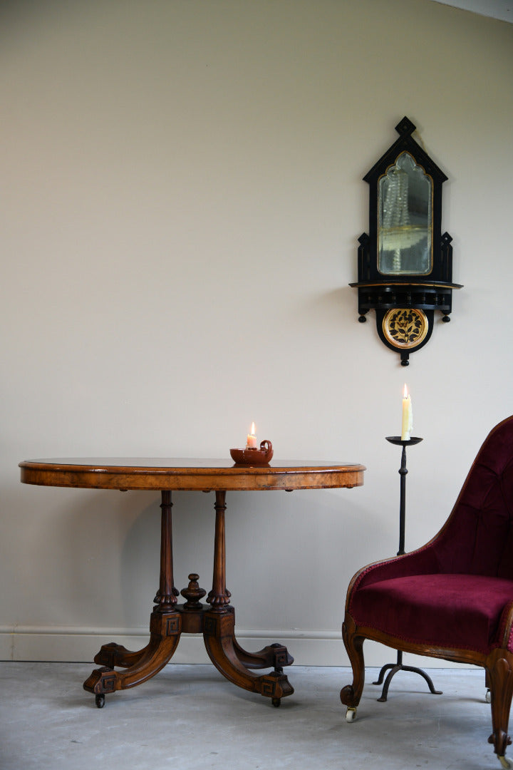 Antique Victorian Burr Walnut Oval Centre Table