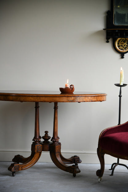 Antique Victorian Burr Walnut Oval Centre Table