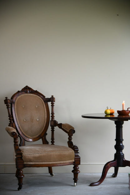 Victorian Walnut Open Arm Chair