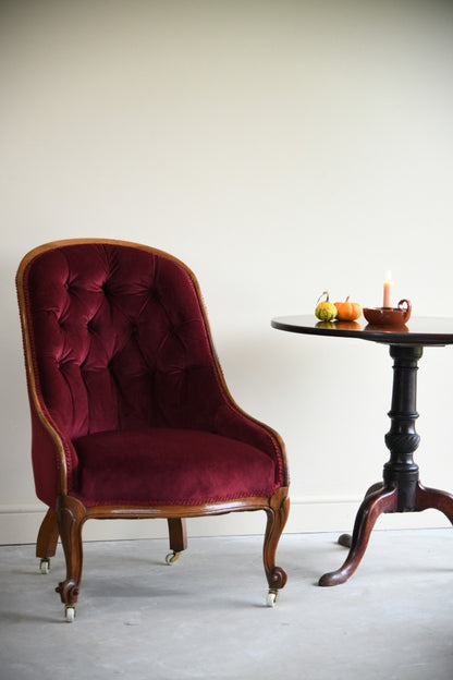 Red Victorian Button Back Armchair