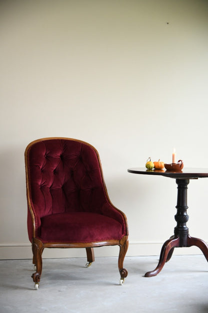 Red Victorian Button Back Armchair