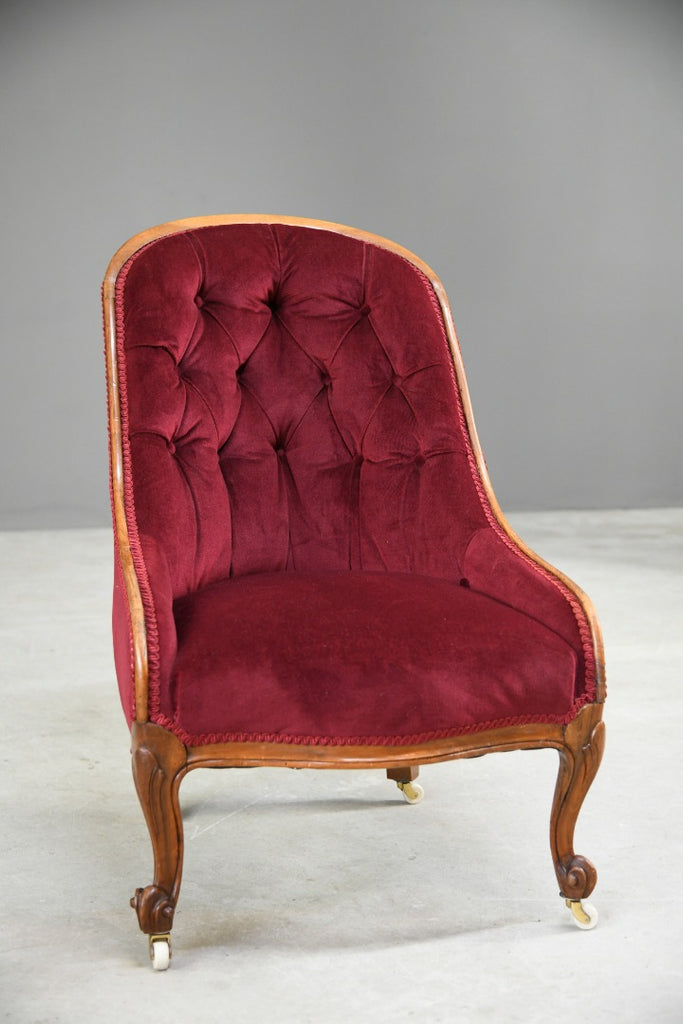 Red Victorian Button Back Armchair