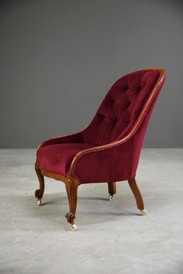 Red Victorian Button Back Armchair