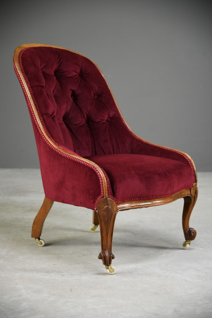 Red Victorian Button Back Armchair