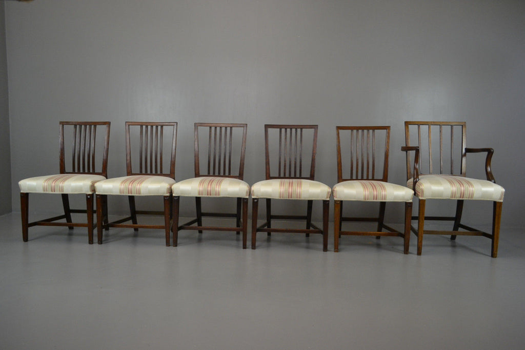 Set 6 Sheraton Style Mahogany Dining Chairs - Kernow Furniture