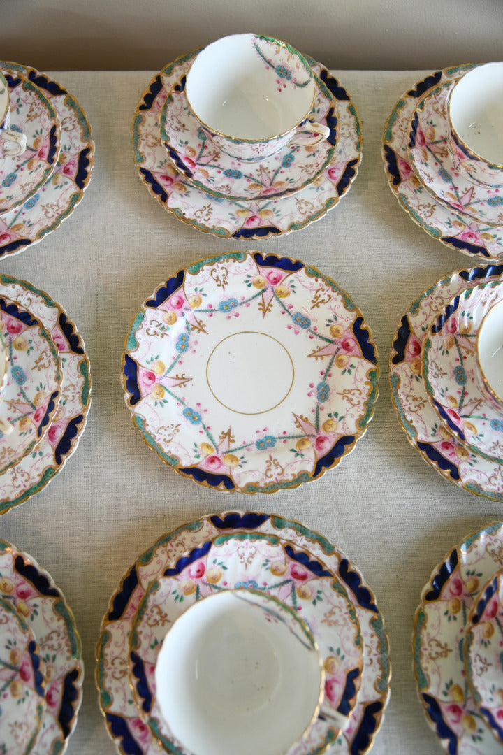 Antique Part Tea Set Floral Victorian 10 Cups Saucers