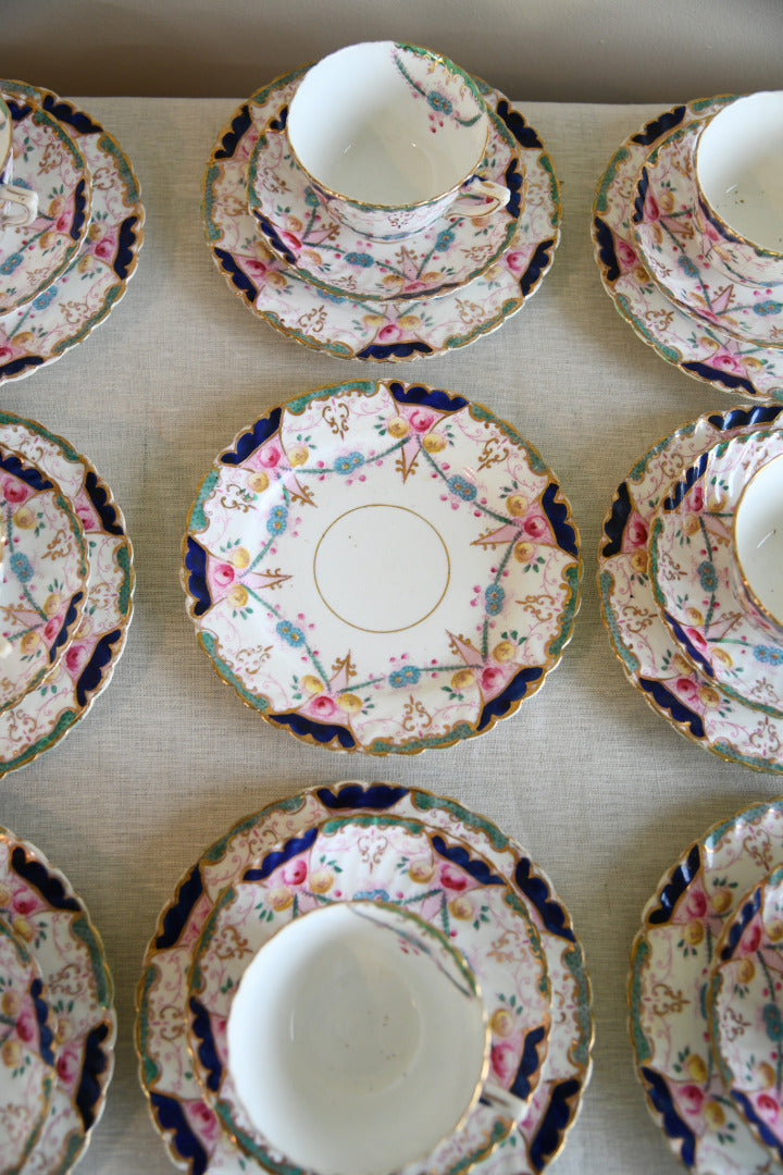 Antique Part Tea Set Floral Victorian 10 Cups Saucers
