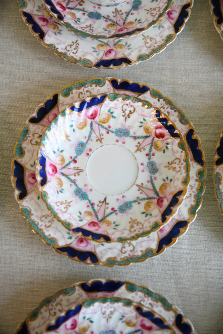 Antique Part Tea Set Floral Victorian 10 Cups Saucers