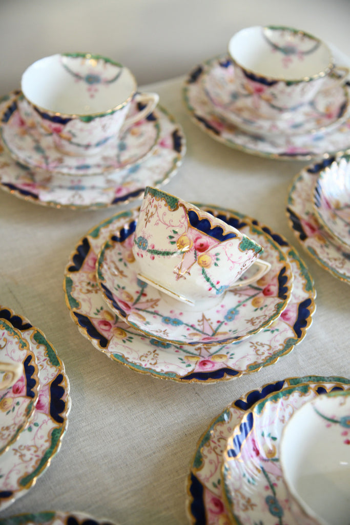 Antique Part Tea Set Floral Victorian 10 Cups Saucers