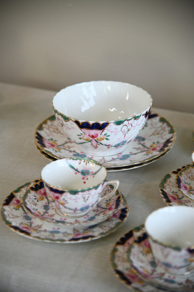 Antique Part Tea Set Floral Victorian 10 Cups Saucers
