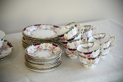 Antique Part Tea Set Floral Victorian 10 Cups Saucers