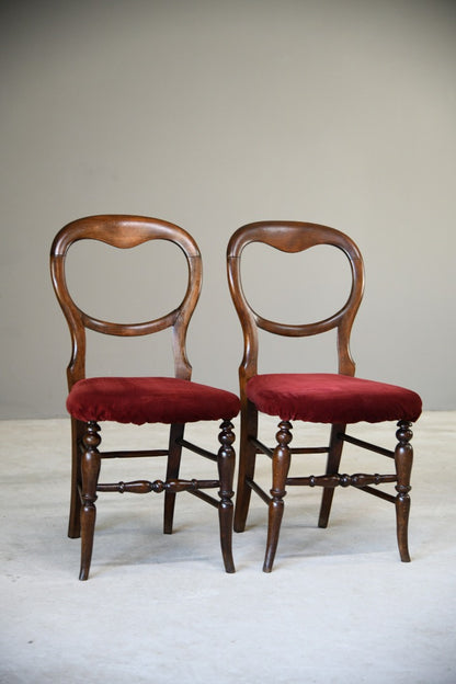 Pair Vintage Small Beech Balloon Back Chairs