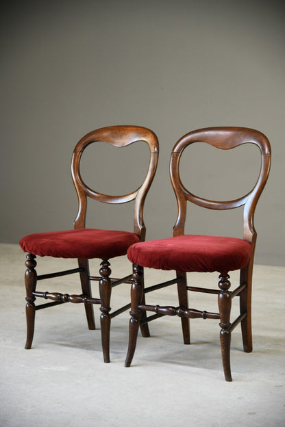 Pair Vintage Small Beech Balloon Back Chairs