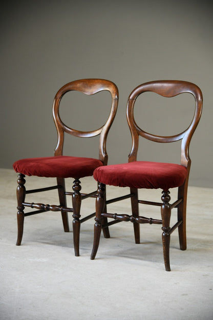 Pair Vintage Small Beech Balloon Back Chairs