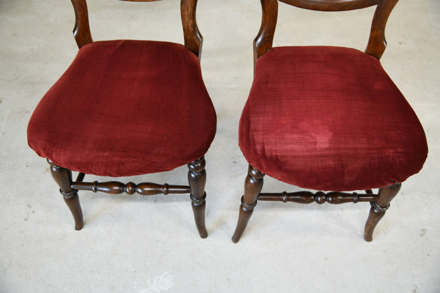 Pair Vintage Small Beech Balloon Back Chairs