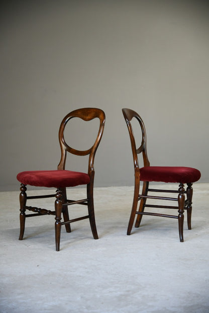 Pair Vintage Small Beech Balloon Back Chairs