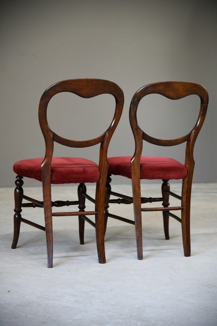 Pair Vintage Small Beech Balloon Back Chairs