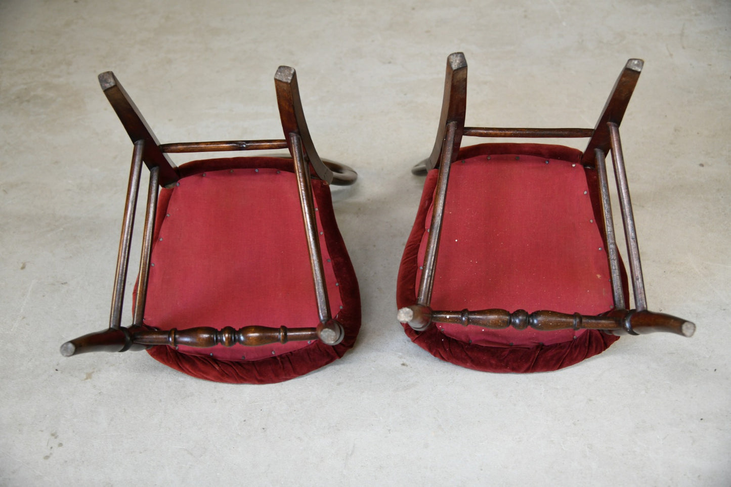 Pair Vintage Small Beech Balloon Back Chairs