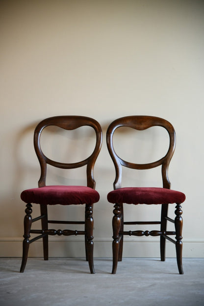 Pair Vintage Small Beech Balloon Back Chairs